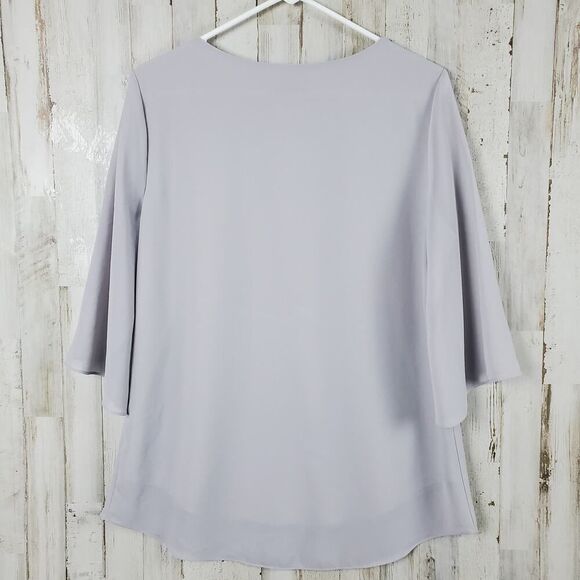 ACEVOG Scoop Neck Blouse Top Light Gray Size Medium - Picture 2 of 10